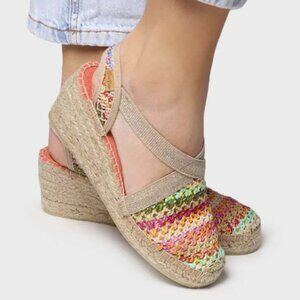 new PICON Made In Spain Raffia Espadrille Wedges With Elastic Strap 257 4T2M